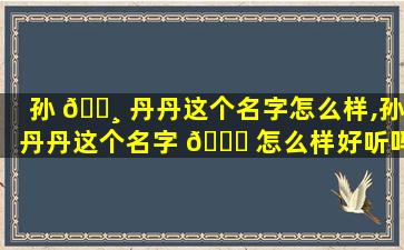 孙 🕸 丹丹这个名字怎么样,孙丹丹这个名字 🐝 怎么样好听吗